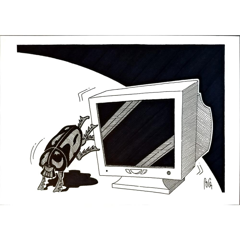 Bozidar Vucelic 27x18cm Orijinal Karikatür BOD05478