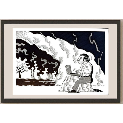 Bozidar Vucelic 27x18cm Orijinal Karikatür BOD05479