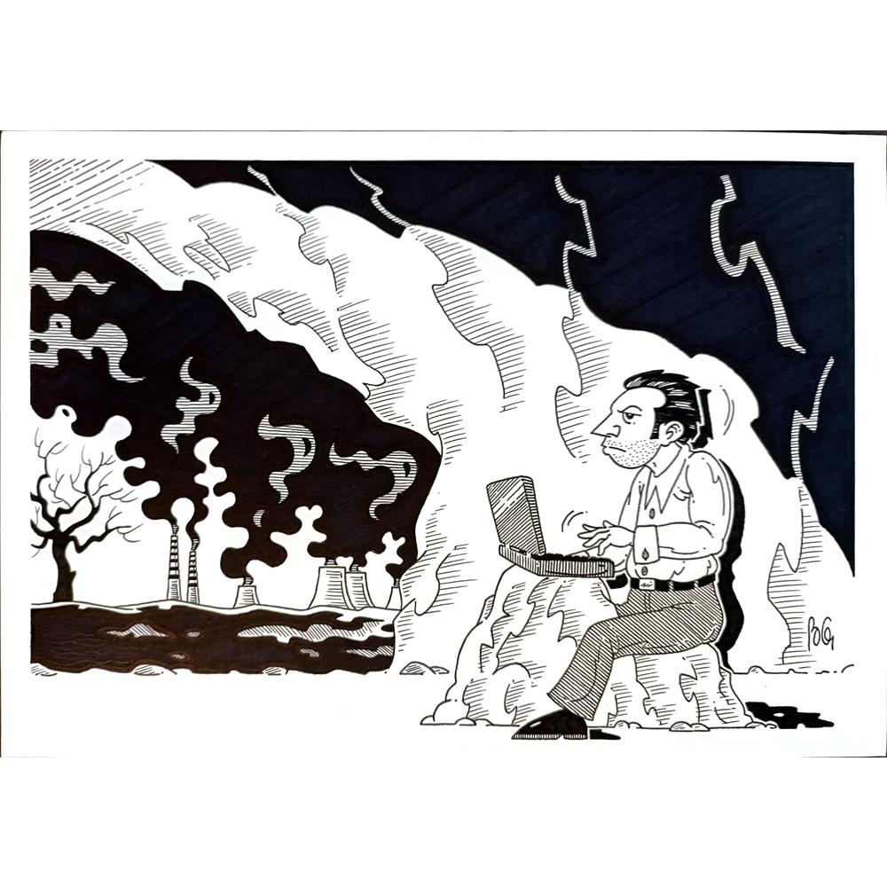 Bozidar Vucelic 27x18cm Orijinal Karikatür BOD05479