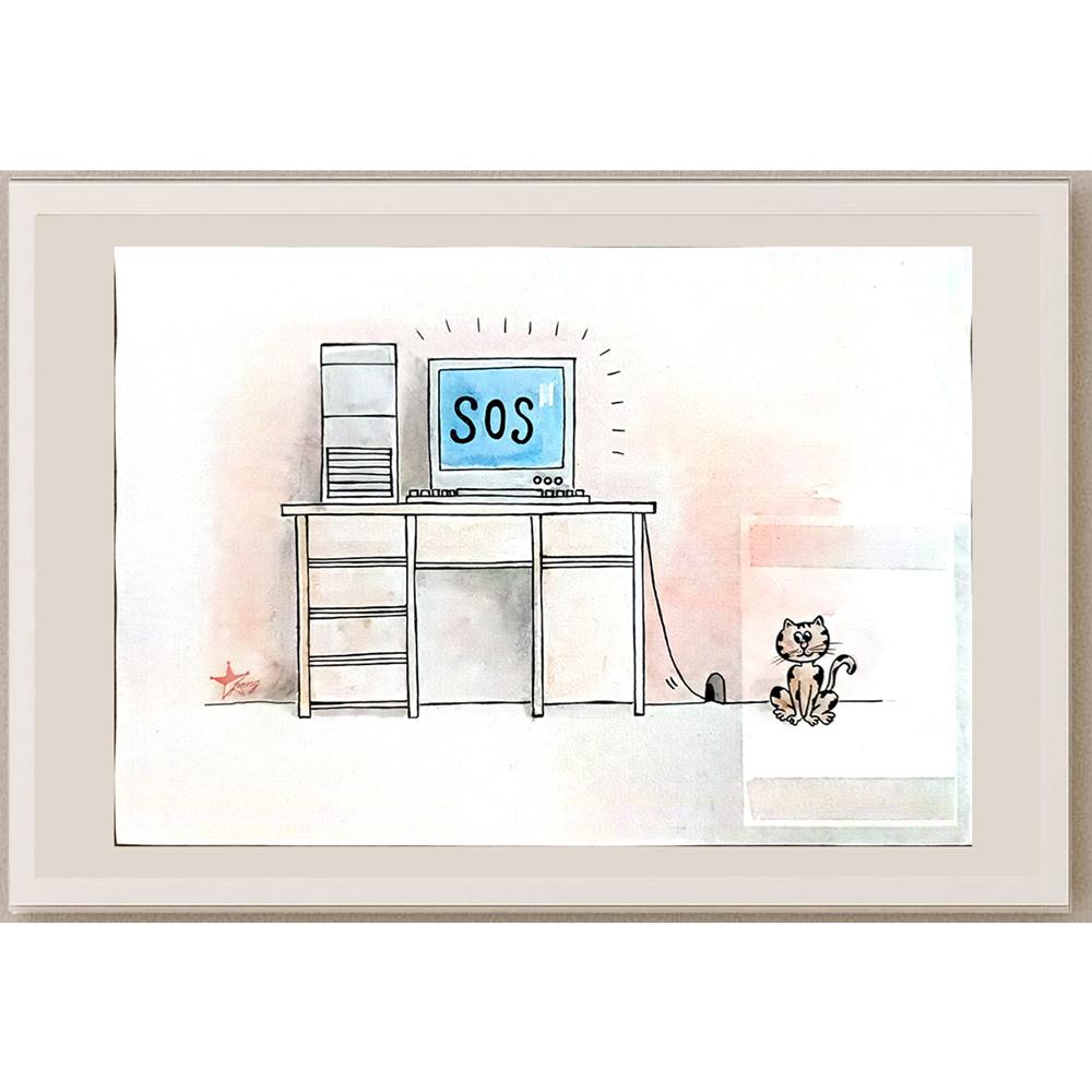 Wang Da Peng 29x21cm Orijinal Karikatür BOD05496
