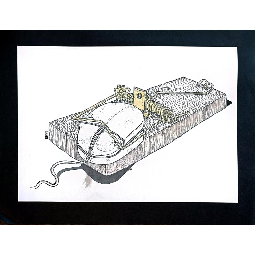 Mario Brancaglioni 35x25cm Orijinal Karikatür BOD05507