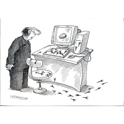 Vladimir Kazanevsky 29x21cm Orijinal Karikatür BOD05521