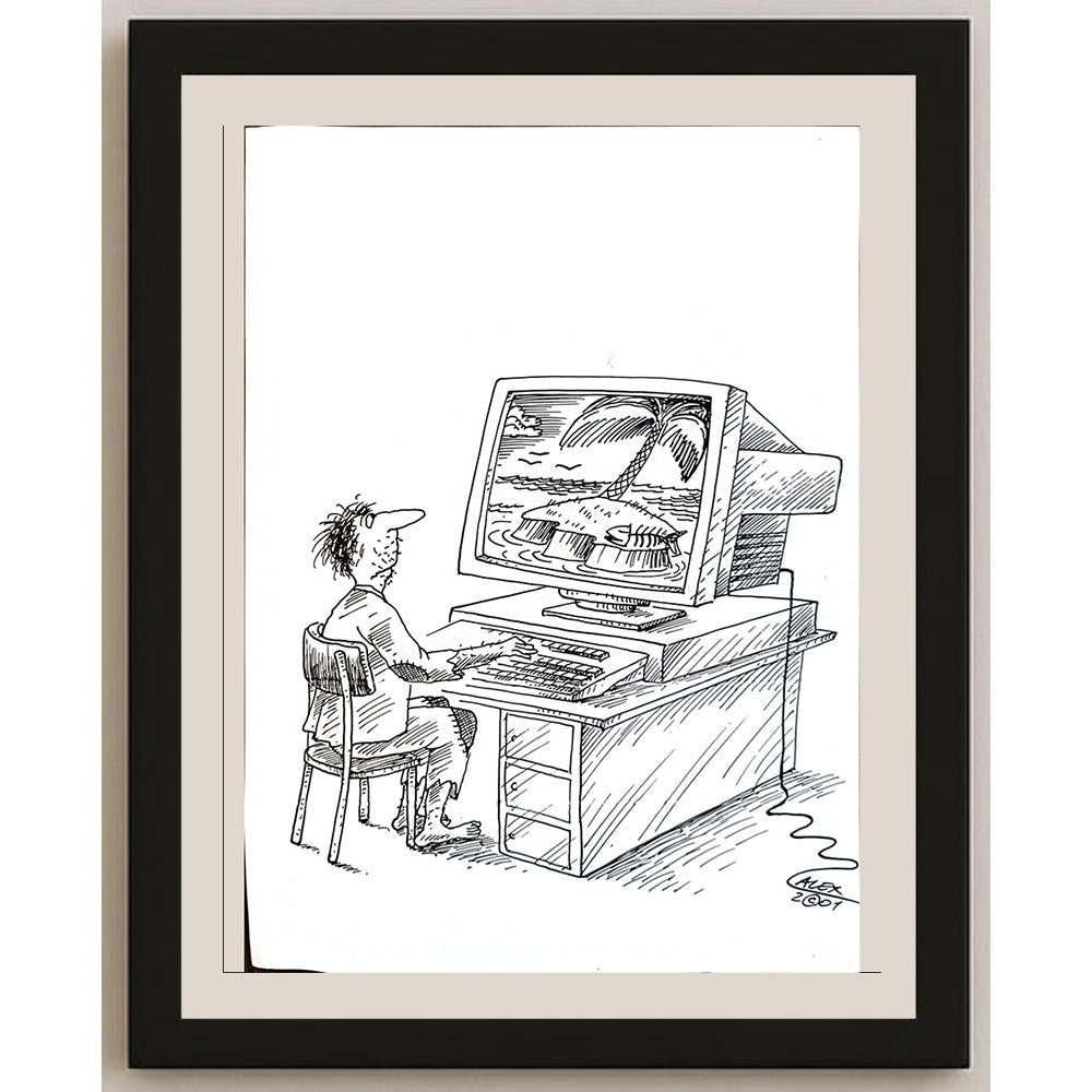 Aurel Stefan Alexandrescu 29x21cm Orijinal Karikatür BOD05530