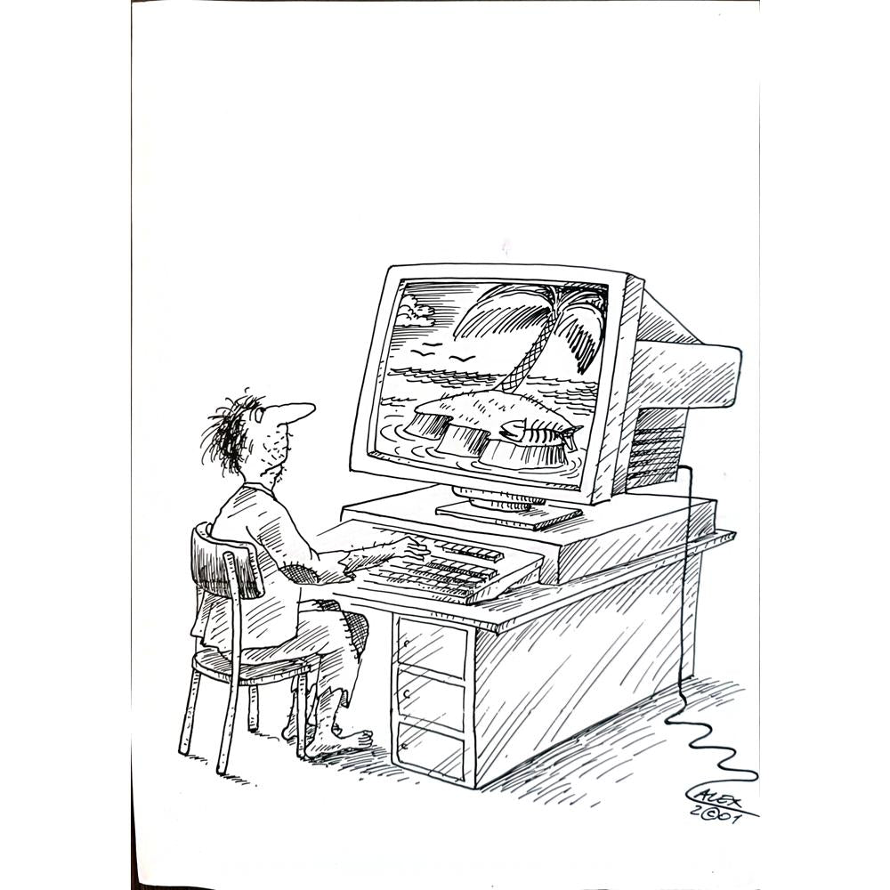 Aurel Stefan Alexandrescu 29x21cm Orijinal Karikatür BOD05530