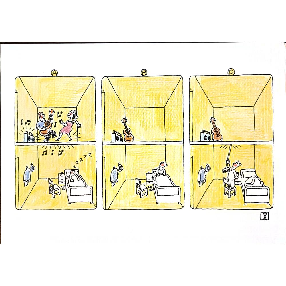 Chen Xuejun 29x21cm Orijinal Karikatür BOD05534