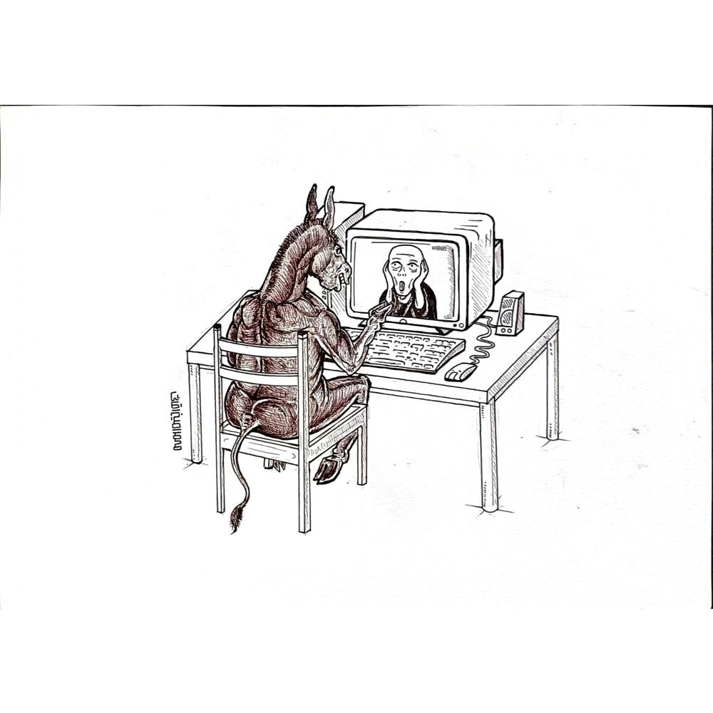 Mohammad Amin Aghaey 29x21cm Orijinal Karikatür BOD05557