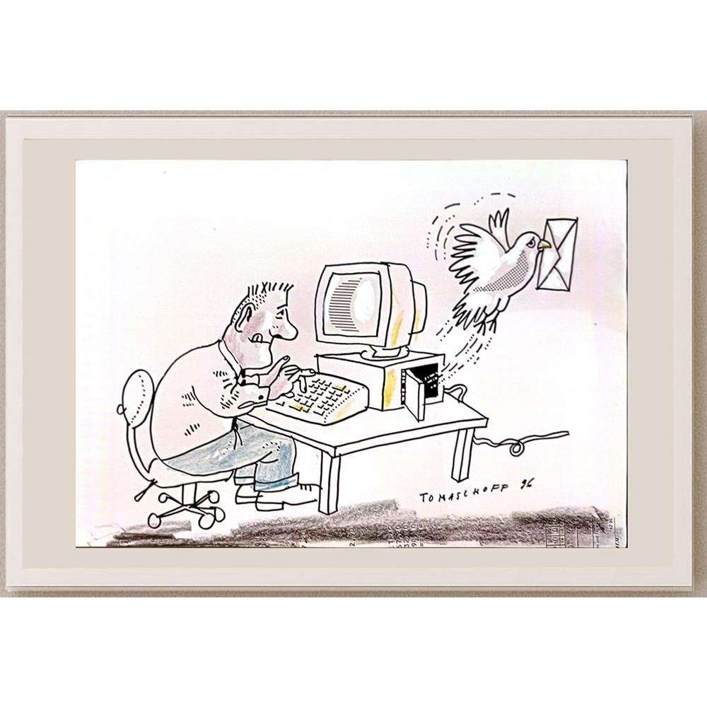 Jan Tomaschoff 29x21cm Orijinal Karikatür BOD05558