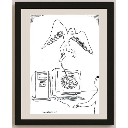 Zlatko Krstevski 25x16cm Orijinal Karikatür BOD05573