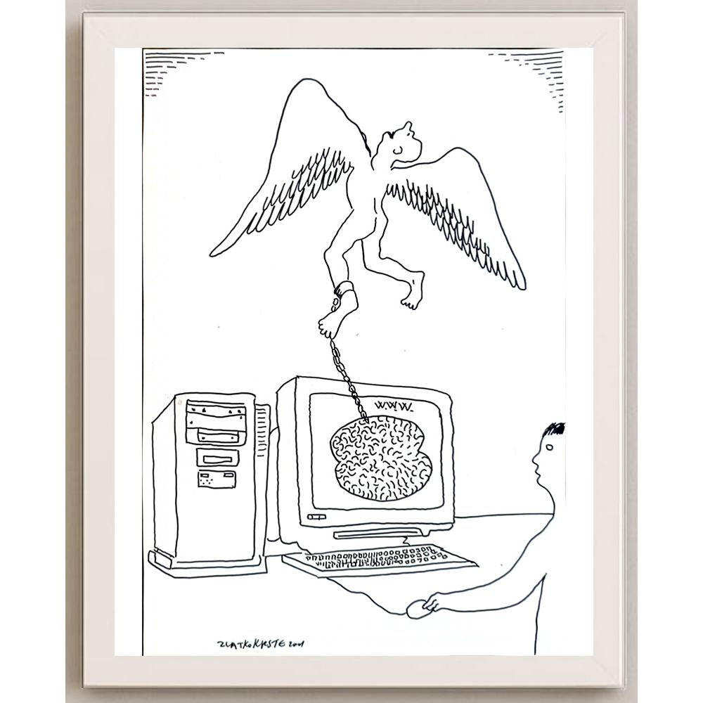 Zlatko Krstevski 25x16cm Orijinal Karikatür BOD05573