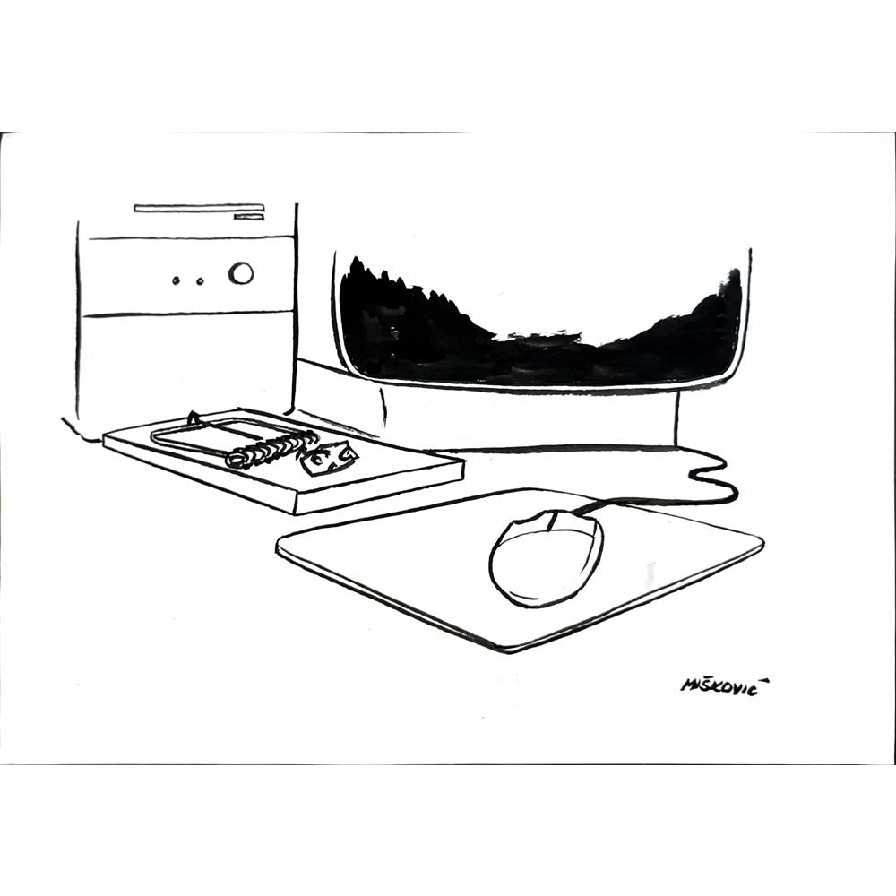 Cedomil Miskovic 35x25cm Orijinal Karikatür BOD05586