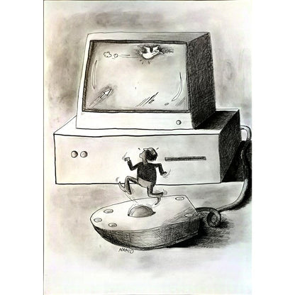 Nahid Maghdoud 29x21cm Orijinal Karikatür BOD05627