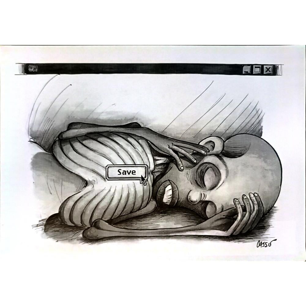 Carlos Augusto Nascimento 29x21cm Orijinal Karikatür BOD05631