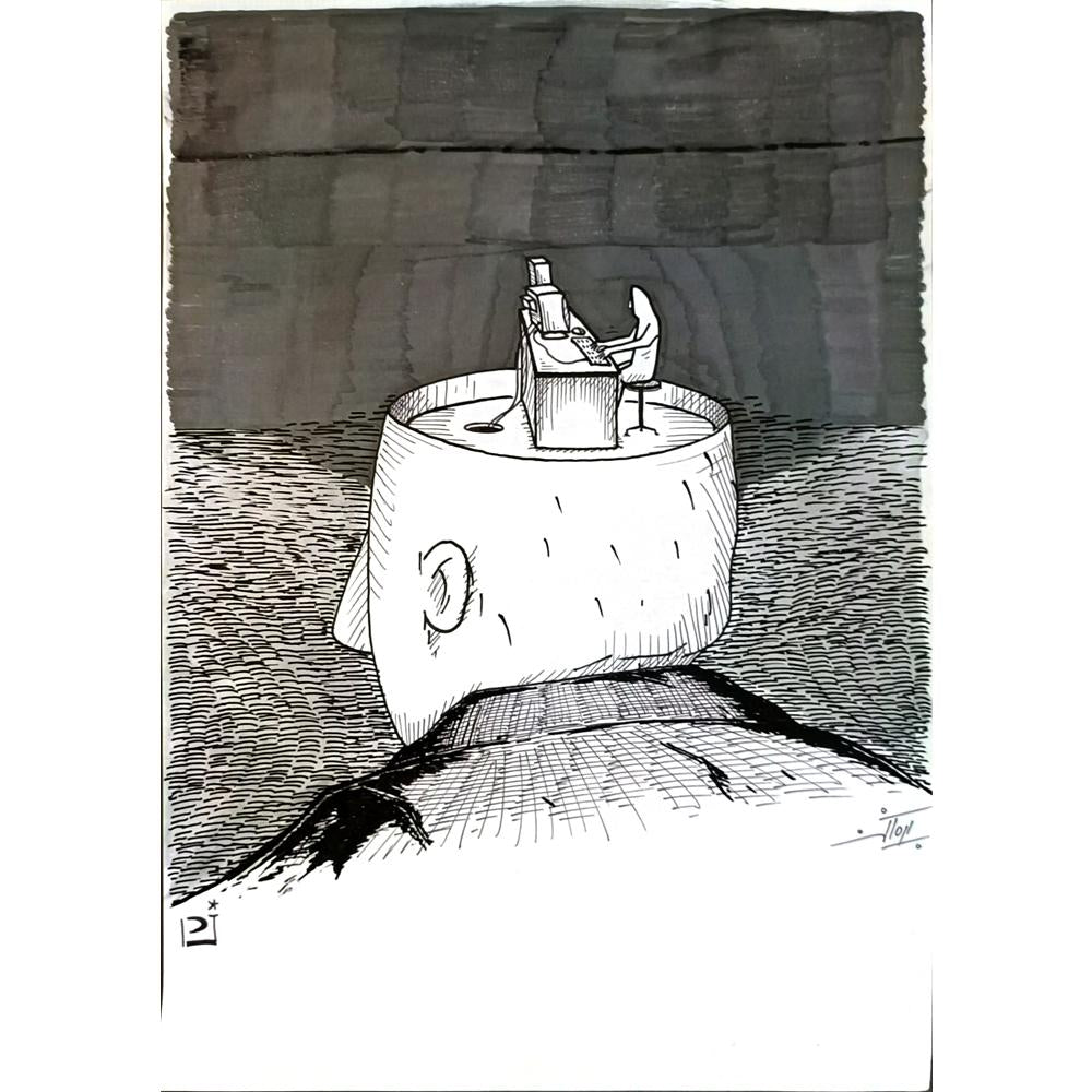 Pezhman Alipoor 29x21cm Orijinal Karikatür BOD05641