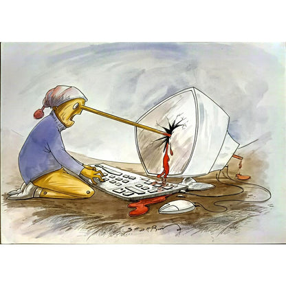 Shahram Rezaei 29x21cm Orijinal Karikatür BOD05670