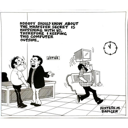 Kantesh Badiger 30x25cm Orijinal Karikatür BOD05679