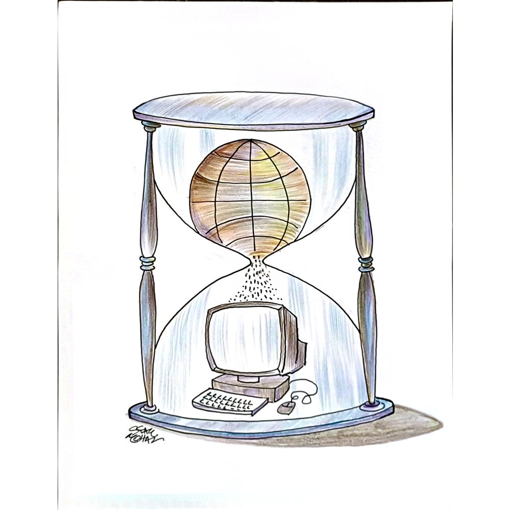 Shyam Mohan 29x21cm Orijinal Karikatür BOD05710