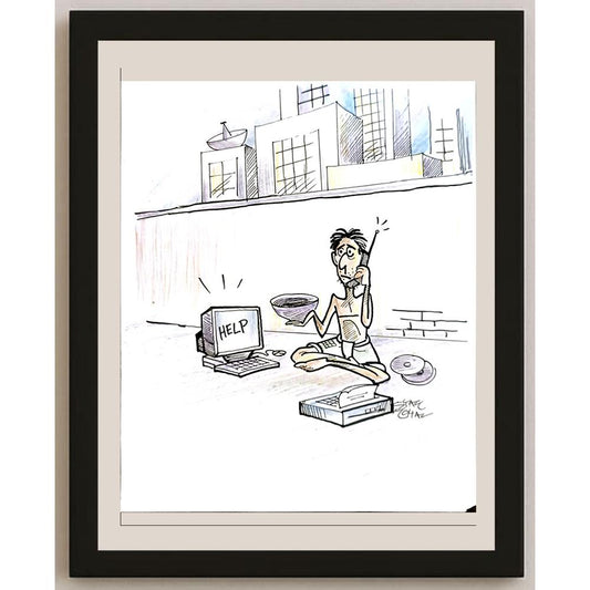 Syam Mohan 21x17cm Orijinal Karikatür BOD05711