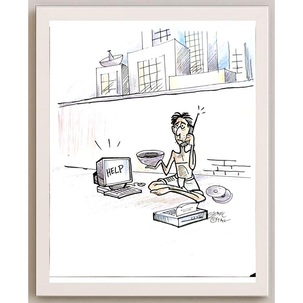 Syam Mohan 21x17cm Orijinal Karikatür BOD05711