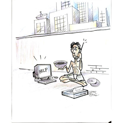 Syam Mohan 21x17cm Orijinal Karikatür BOD05711