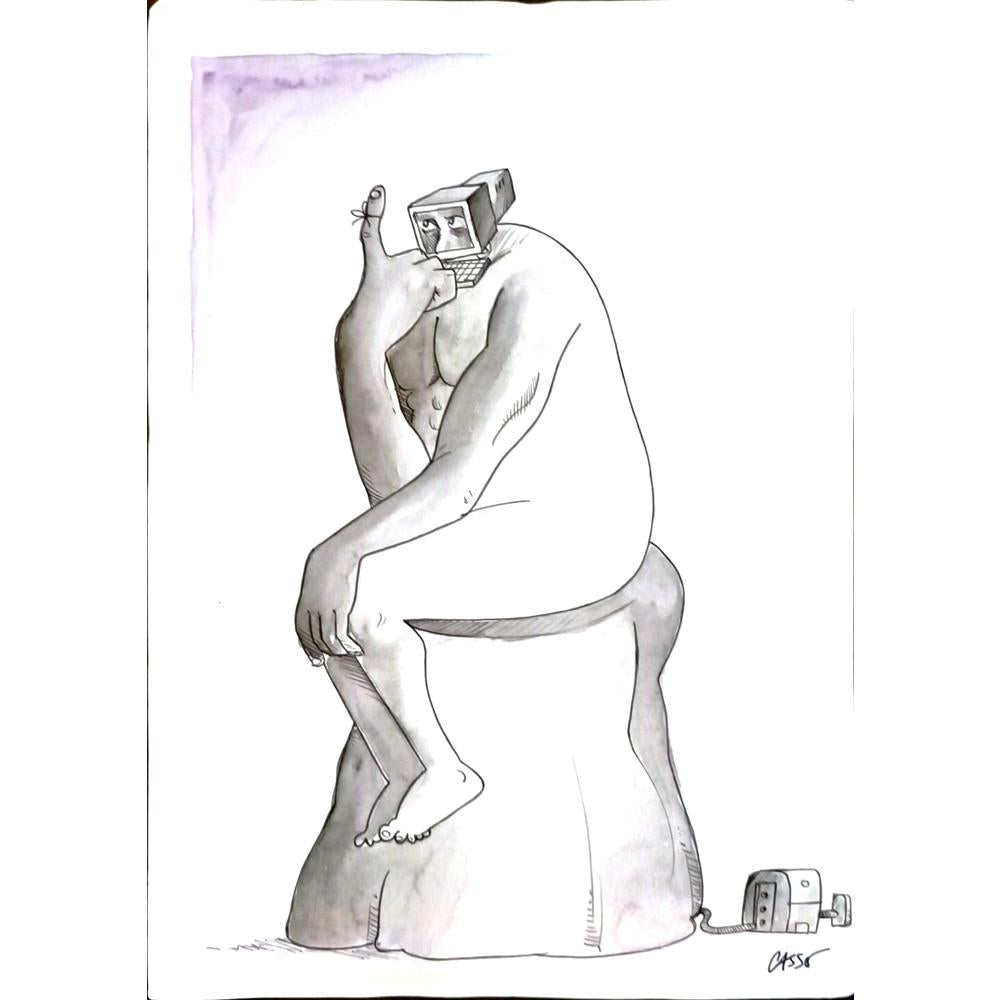 Carlos Augusto Nascimento 33x23cm Orijinal Karikatür BOD05773