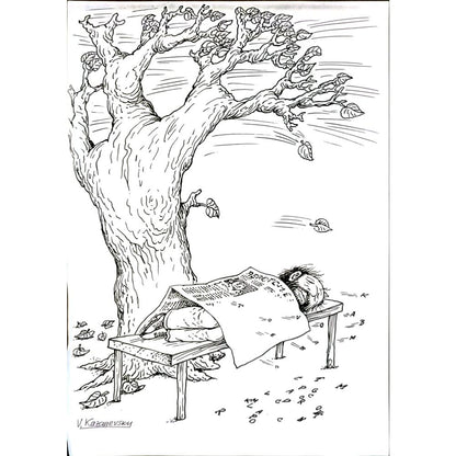 Vladimir Kazanevsky 29x21cm Orijinal Karikatür BOD05788