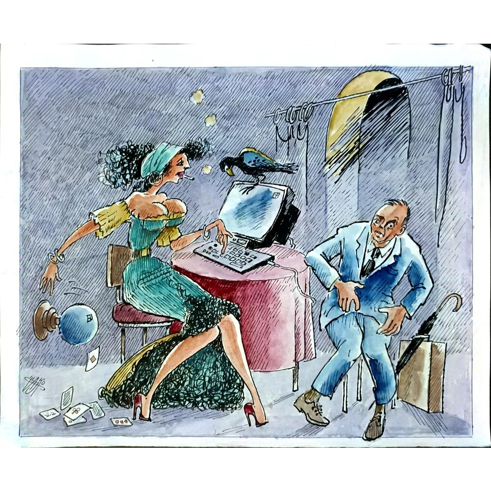 Spiro Dzajkov 43x30cm Orijinal Karikatür BOD05800