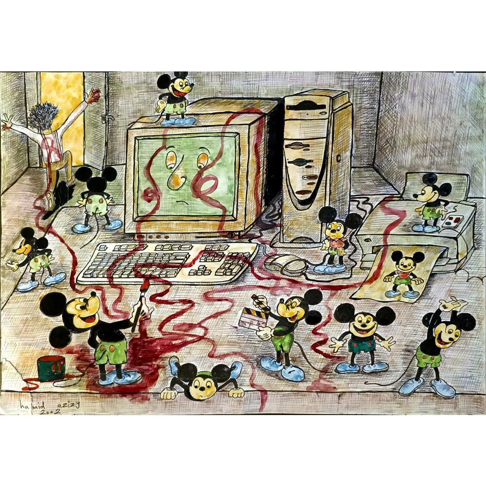 Hamid Reza Azizy 43x30cm Orijinal Karikatür BOD05801