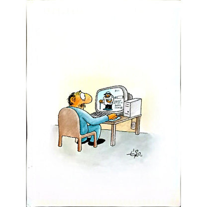 Erico Junqueira Ayres 43x30cm Orijinal Karikatür BOD05803
