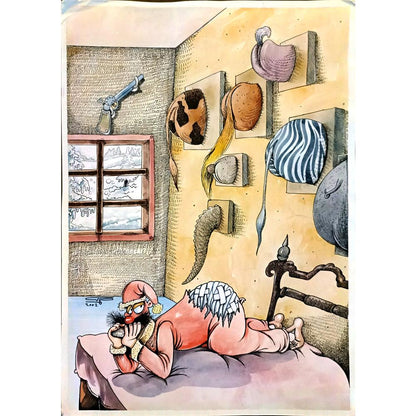 Abdolazehra Aziz Salehi 43x30cm Orijinal Karikatür BOD05825