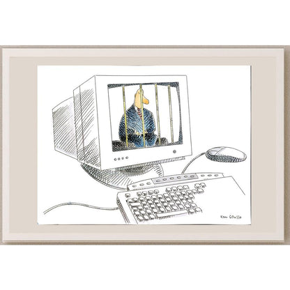Eduardo Ferreria Grosso 43x30cm Orijinal Karikatür BOD05827