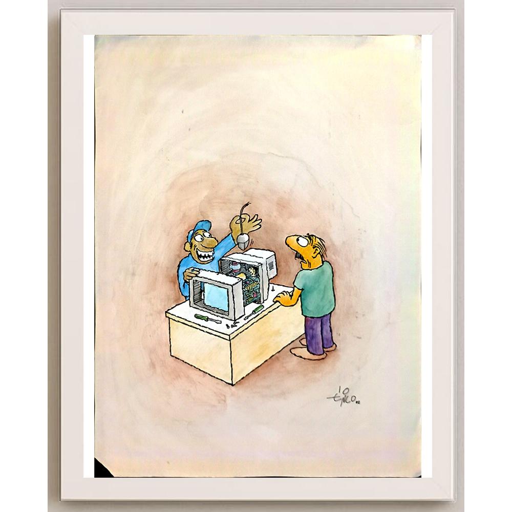 Erico Junqueira Ayres 43x30cm Orijinal Karikatür BOD05829