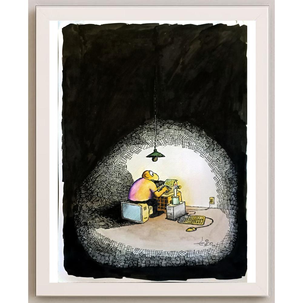 Erico Junqueira Ayres 43x30cm Orijinal Karikatür BOD05830