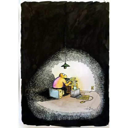 Erico Junqueira Ayres 43x30cm Orijinal Karikatür BOD05830
