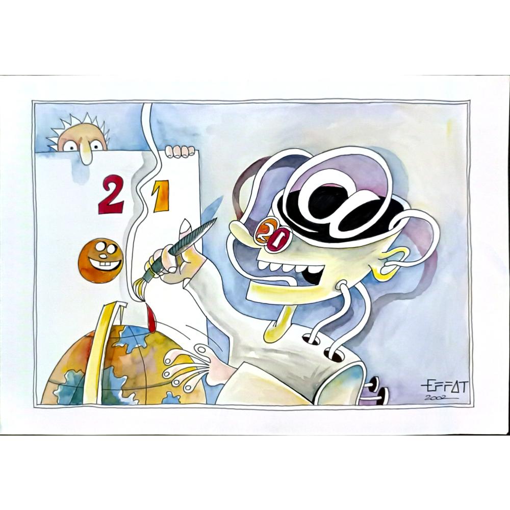 Mohammed Effat 35x25cm Orijinal Karikatür BOD05850