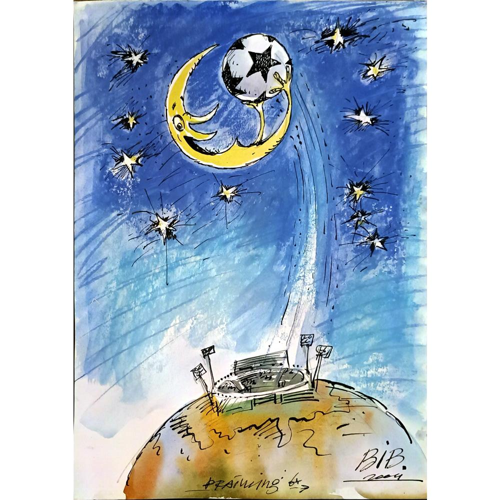 Viacheslav Bibishev 43x30cm Orijinal Karikatür BOD05900
