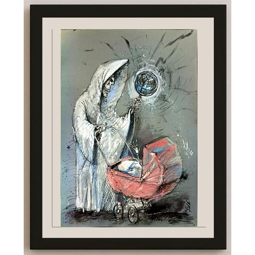 Viacheslav Bibishev 43x30cm Orijinal Karikatür BOD05901