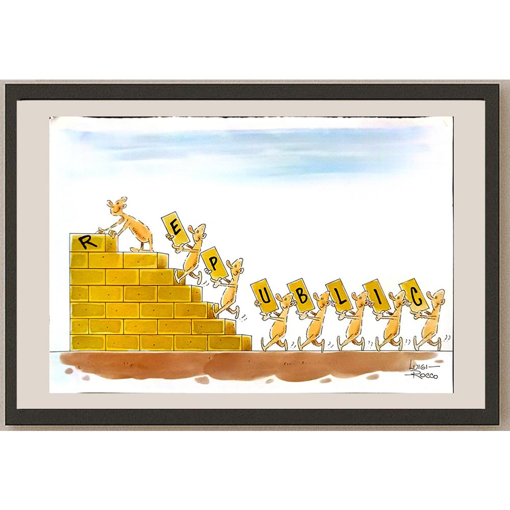 Luigi Rocco Pasquale Recine 35x25cm Orijinal Karikatür BOD05960