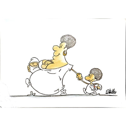 Louis Paulo Stocker 43x30cm Orijinal Karikatür BOD06067