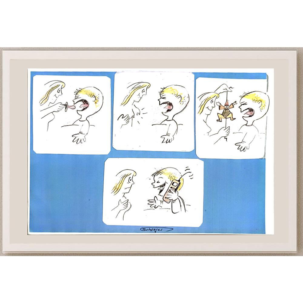 Wolfgang Schlegel 29x21cm Orijinal Karikatür BOD06193