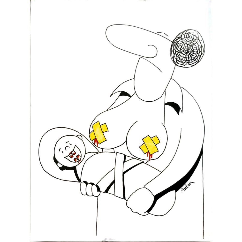 Anton Kotreba 29x21cm Orijinal Karikatür BOD06211