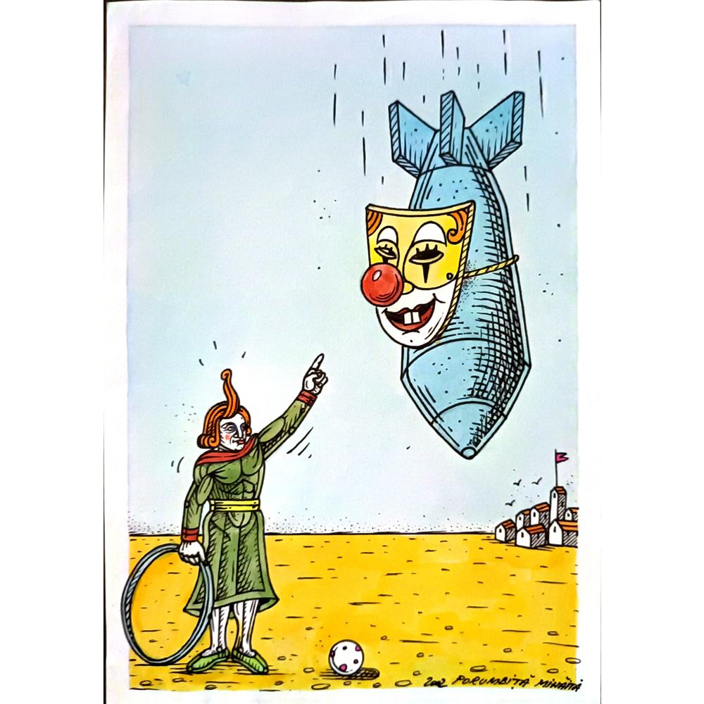 Porumbita Mihaita 29x21cm Orijinal Karikatür BOD06227