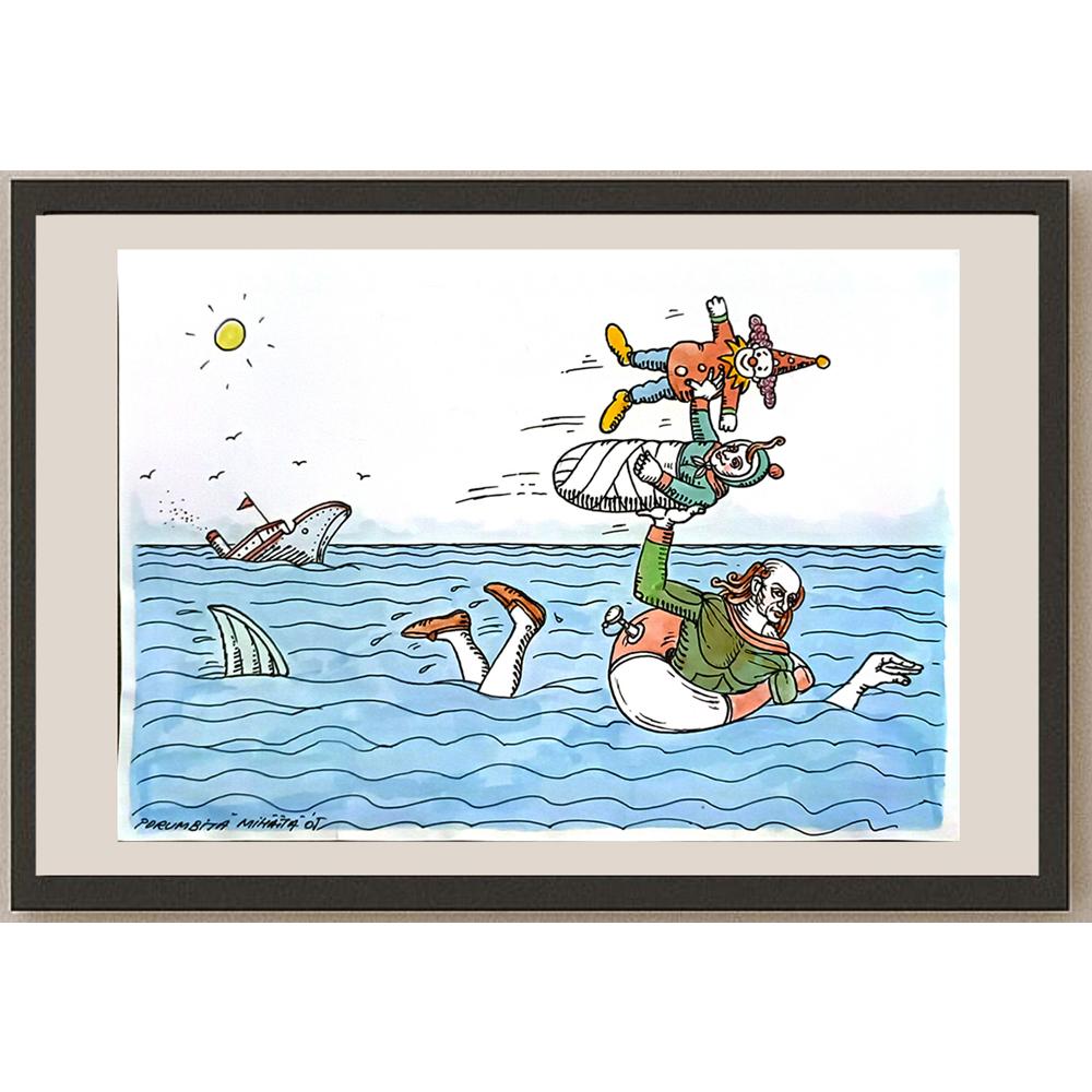 Porumbita Mihaita 29x21cm Orijinal Karikatür BOD06228