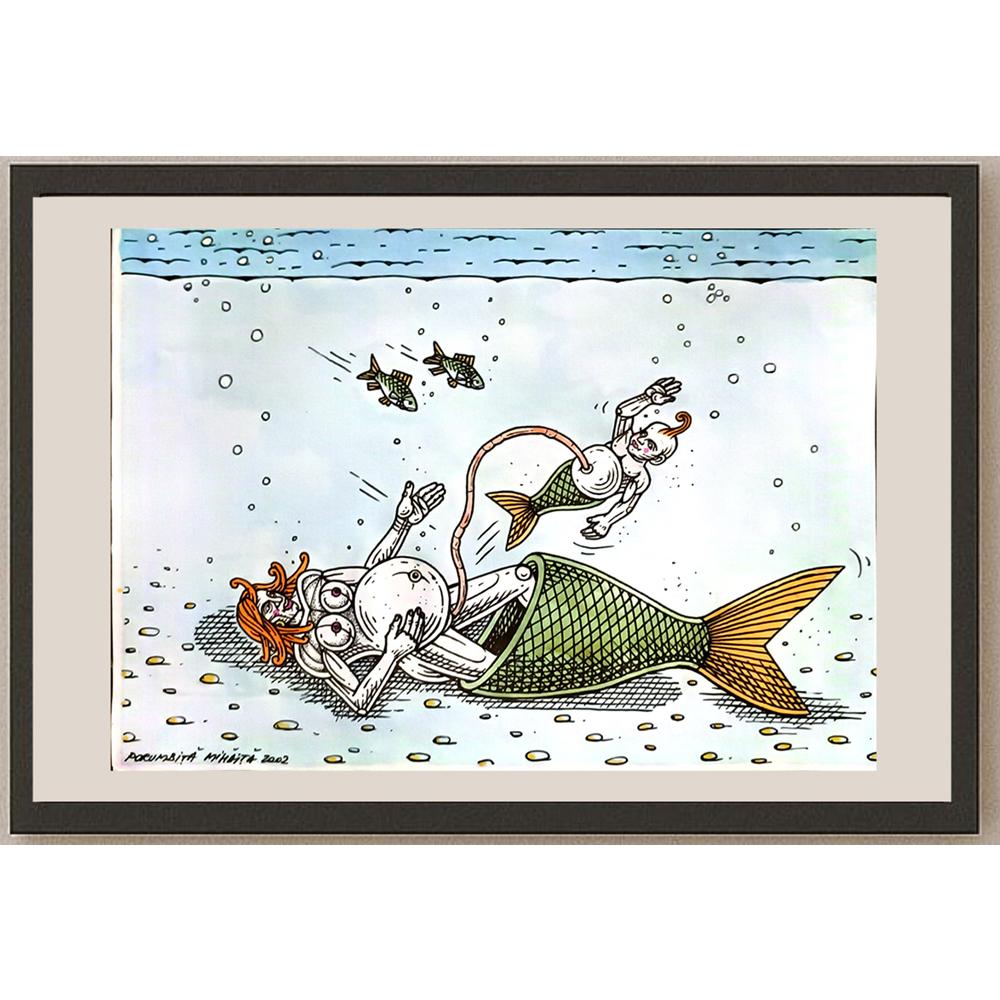 Porumbita Mihaita 29x21cm Orijinal Karikatür BOD06245