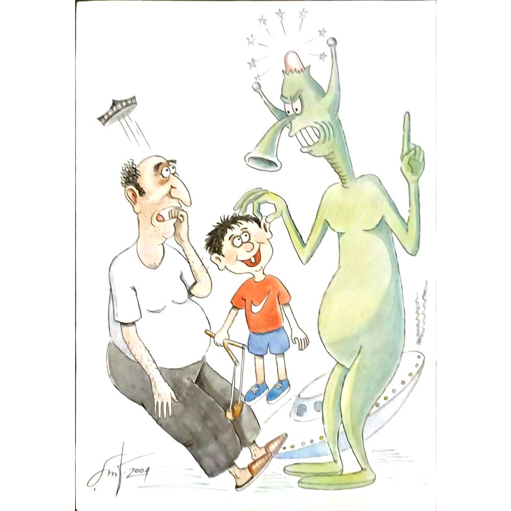 Shavkat Turapov 29x21cm Orijinal Karikatür BOD06249