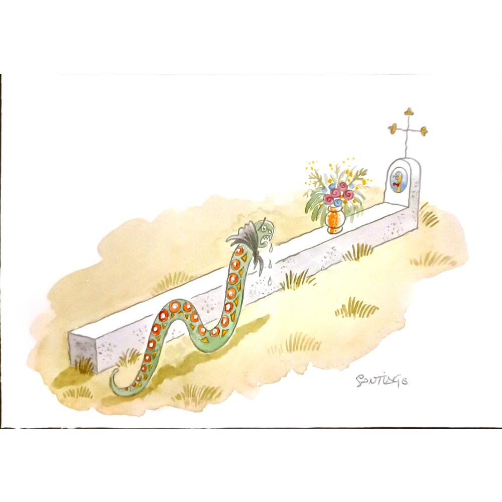 Rua Alberto Torres 29x21cm Orijinal Karikatür BOD06280