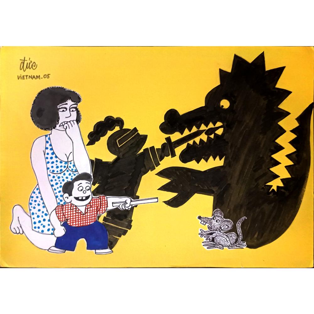 Nguyen Huu Due 29x21cm Orijinal Karikatür BOD06297