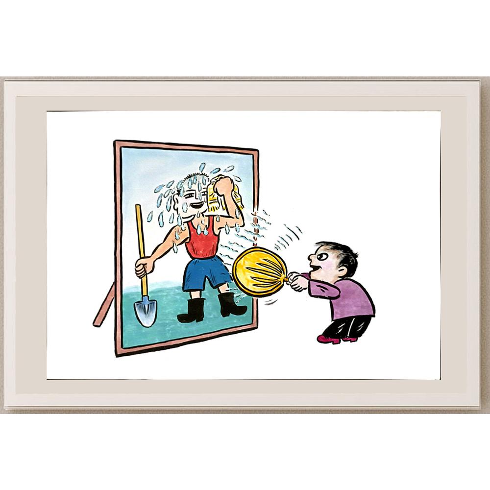 Wanglqing 29x21cm Orijinal Karikatür BOD06303