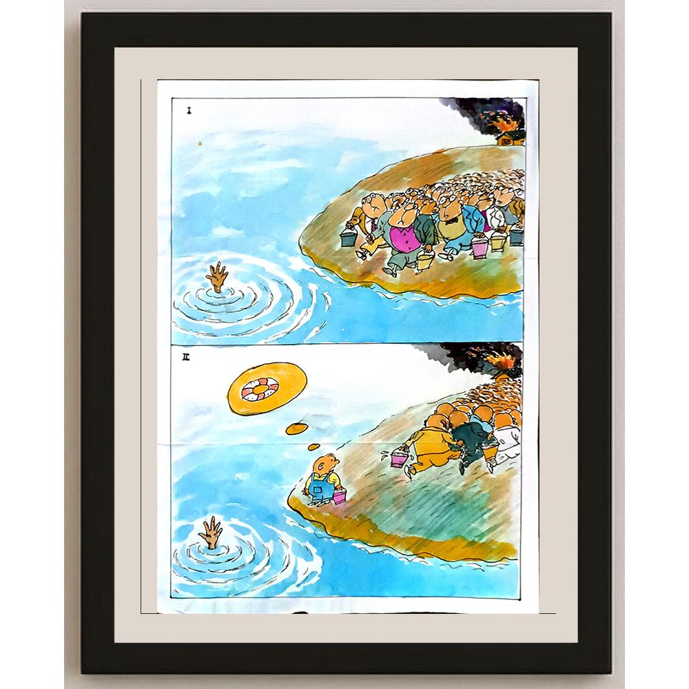 Zhang Wei 29x21cm Orijinal Karikatür BOD06327