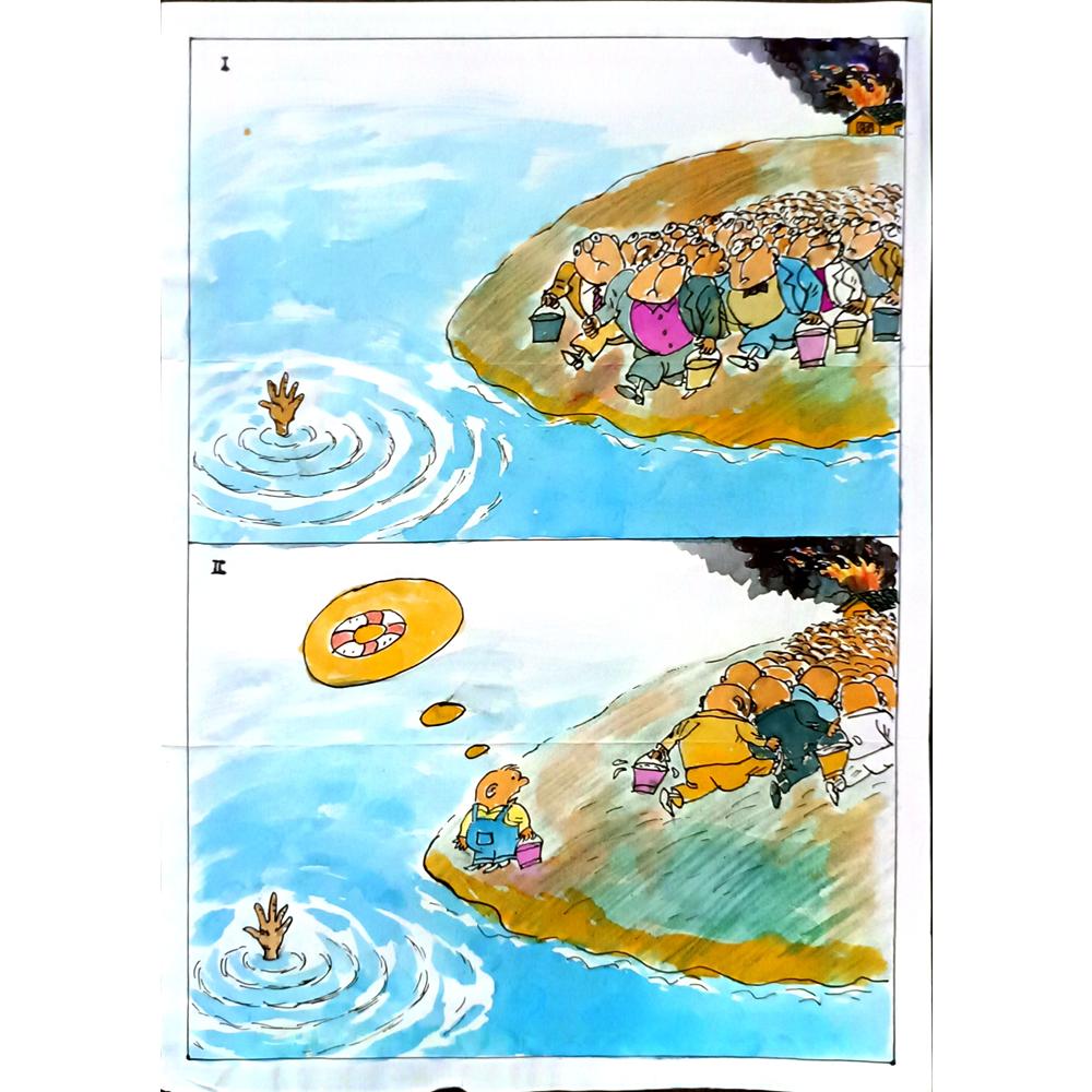 Zhang Wei 29x21cm Orijinal Karikatür BOD06327
