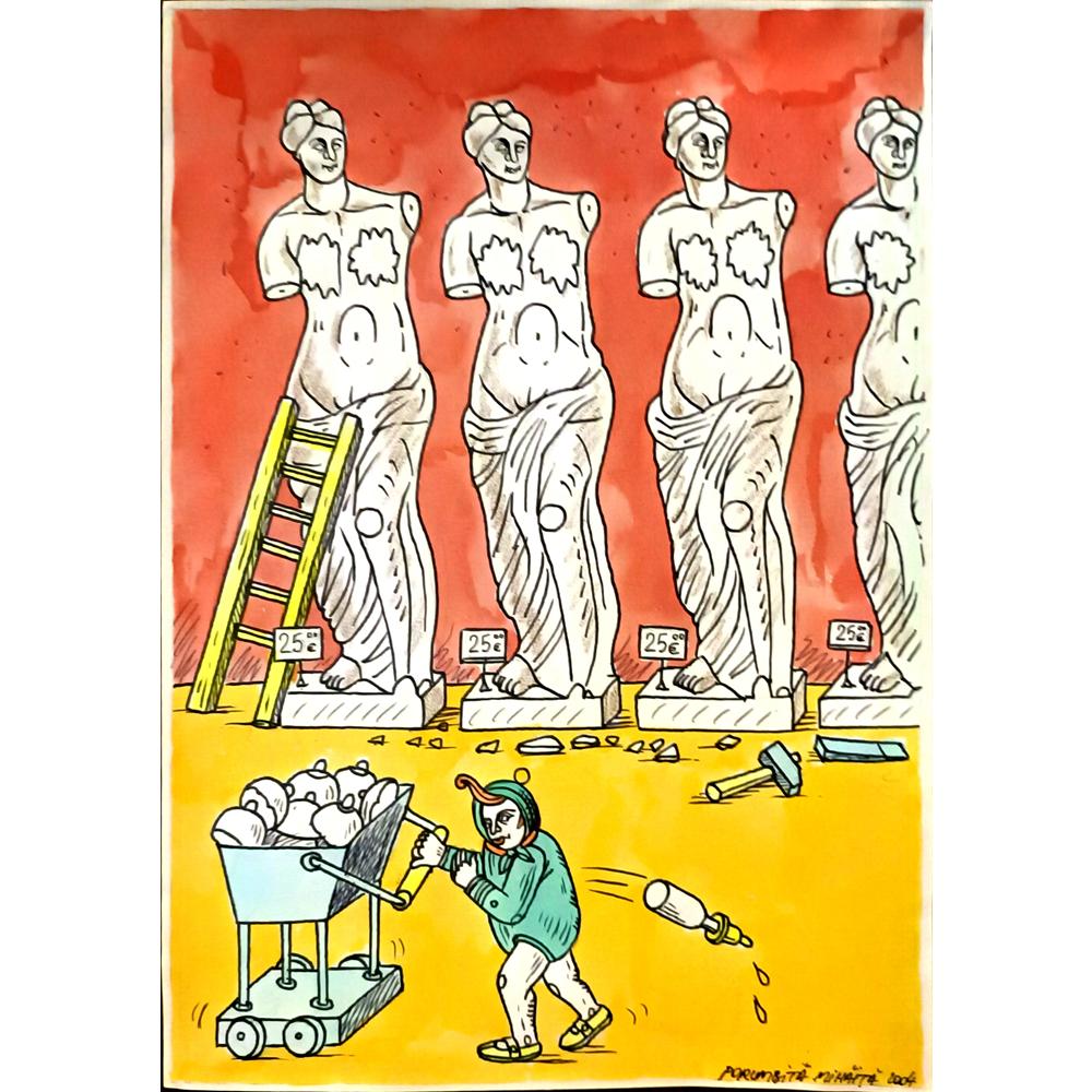 Porumbita Mihaita 29x21cm Orijinal Karikatür BOD06331